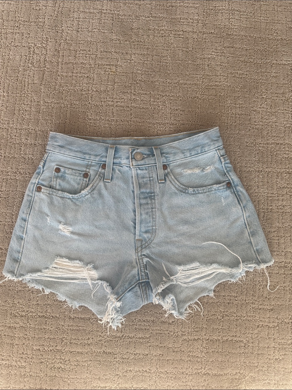Levi's Light Blue Distressed Cutoff Denim Shorts